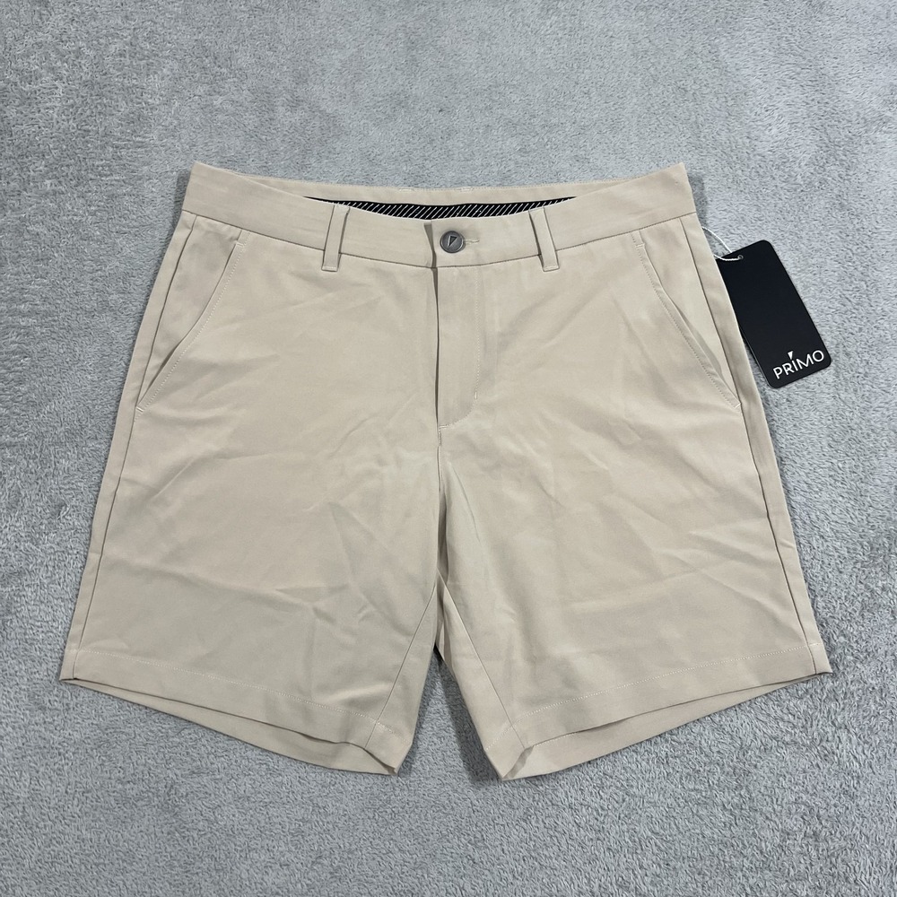 Primo Golf Shorts Mens 32 Performance Khaki 7" Inseam Stretch